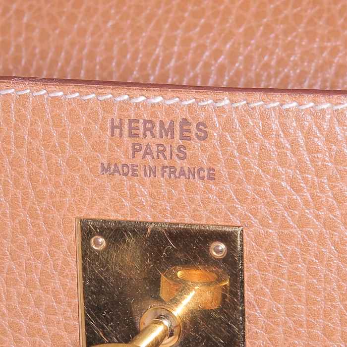 Hermes Kelly 35 cm handbag in gold - Detail D4