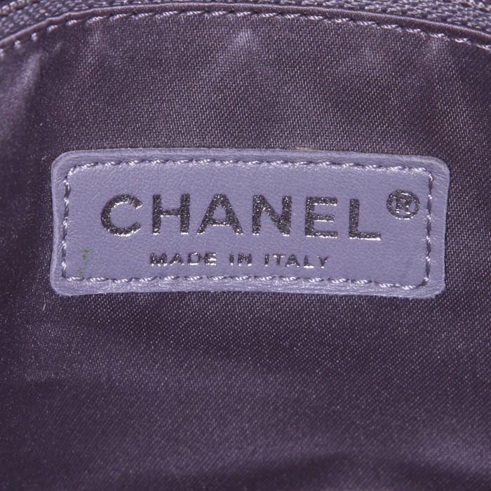 Borsa Chanel in raso bianco grigio e nero - Detail D3