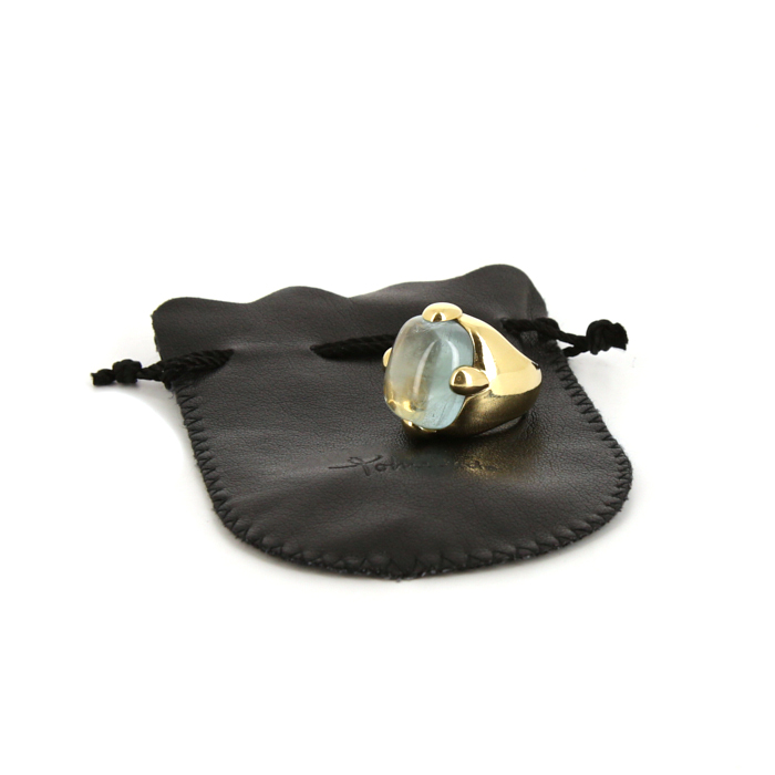 Anello bombato Pomellato in oro giallo e acquamarina - Detail D2