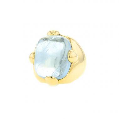 Bague Pomellato Griffe grand modele en or jaune et aigue-marine