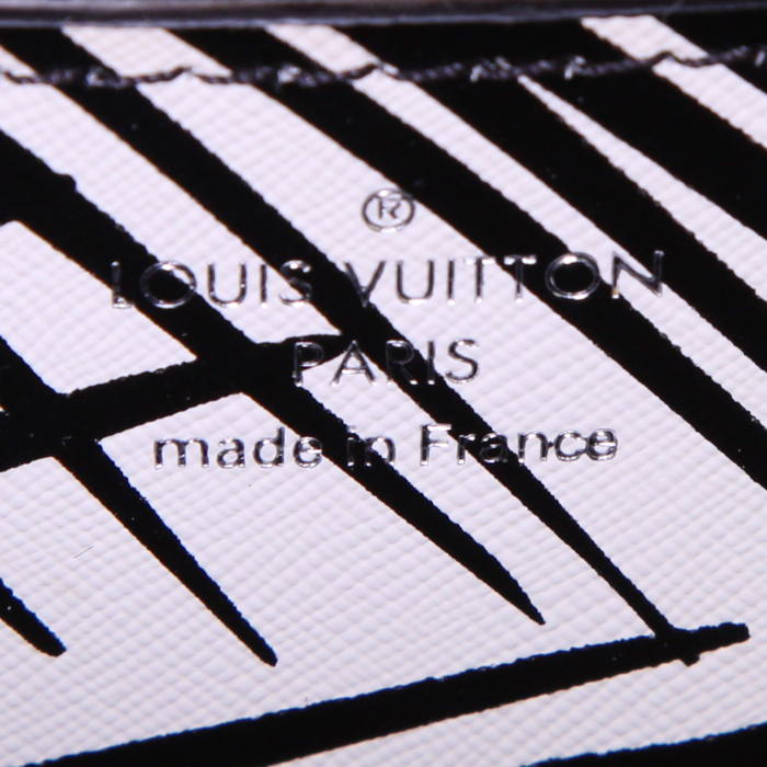 Bolso bandolera Louis Vuitton Twist en cuero blanco y negro y lona Monogram negra - Detail D4