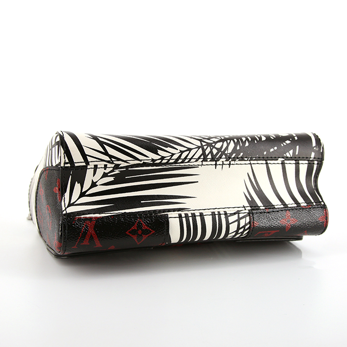 Sac bandoulière Louis Vuitton Twist en cuir blanc et noir et toile monogram noire - Detail D5