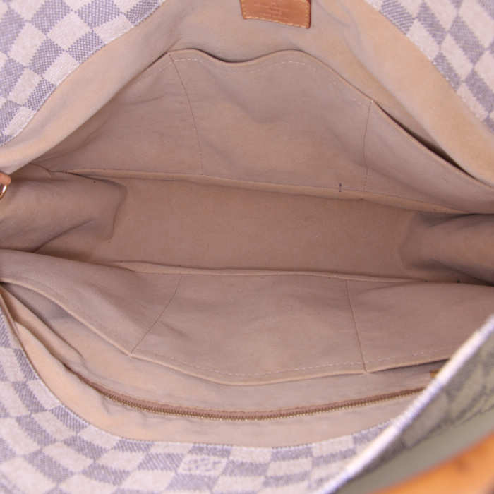 Louis Vuitton  Artsy medium model  handbag  in azur damier canvas  and natural leather - Detail D2