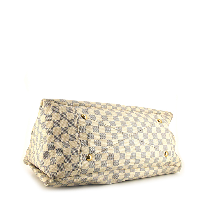 Sac à main Louis Vuitton  Artsy moyen modèle  en toile damier azur et cuir naturel - Detail D4