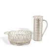 Christian Dior, table set including a pitcher and a basket in silvered metal imitating the work of basketry, signed, from the 1980's - 00pp thumbnail