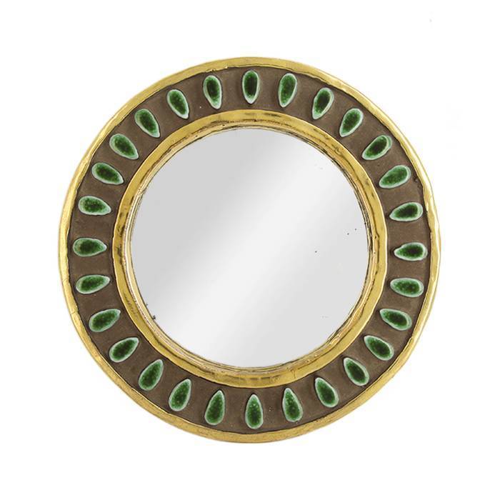 Mithé Espelt, "Amandes" mirror, in embossed and glazed earthenware, crackled gold, from the 1954's - 00pp