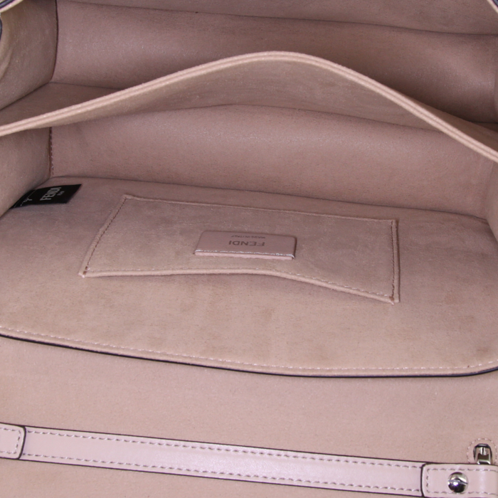 Fendi Kan I handbag in powder pink, beige, grey and taupe leather - Detail D3