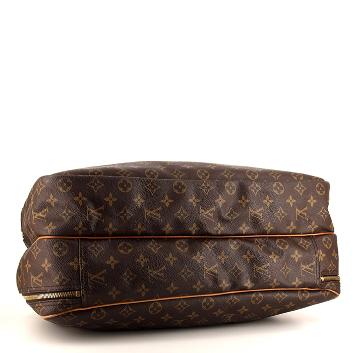 Sac de voyage Louis Vuitton Alize en toile monogram enduite et cuir naturel - Detail D4