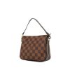Louis Vuitton Pochette accessoires pouch in ebene damier canvas and brown leather - 00pp thumbnail