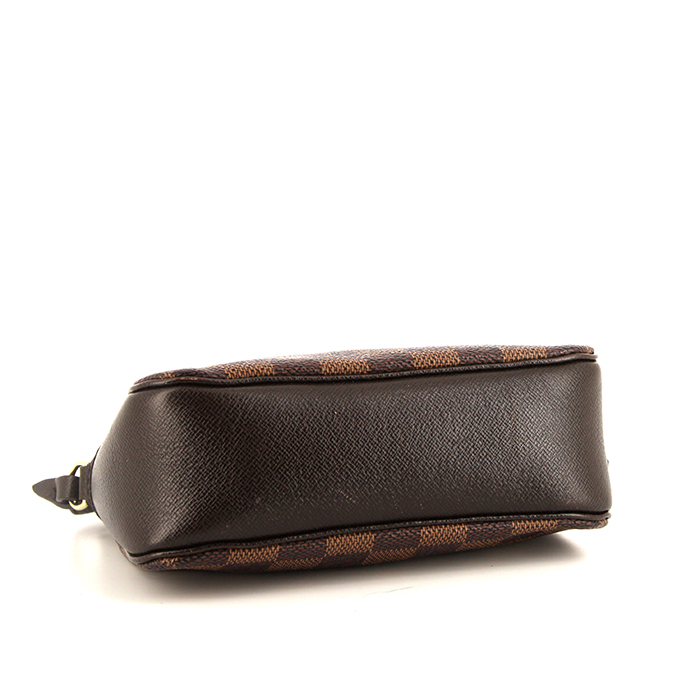 Pochette Louis Vuitton Pochette accessoires in tela a scacchi ebana e pelle marrone - Detail D4