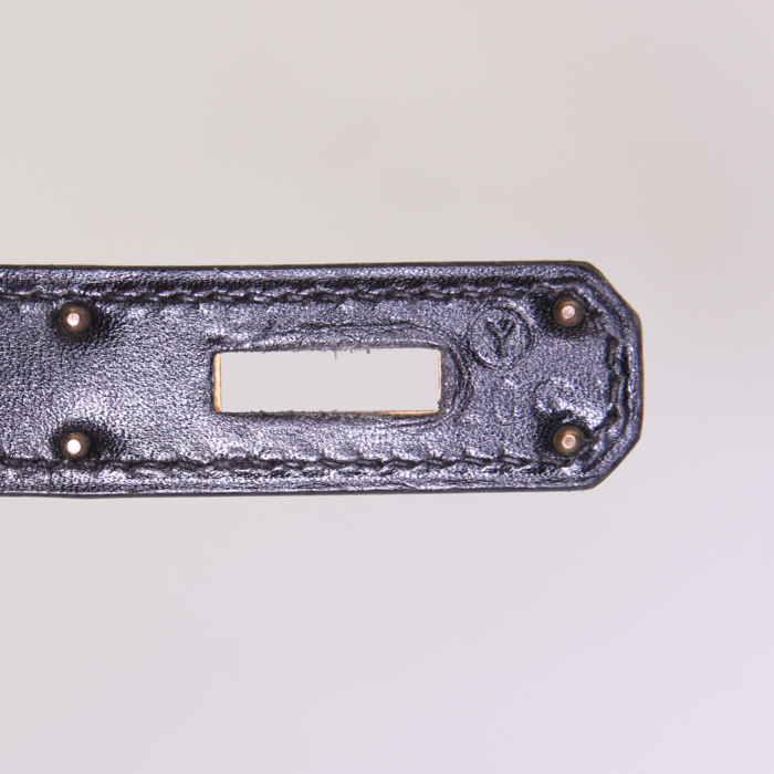 Bolso de mano Hermes Kelly 32 cm en cuero box negro - Detail D5