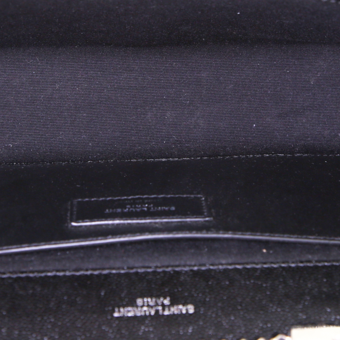 Sac bandoulière Saint Laurent Kate en cuir grainé noir - Detail D2