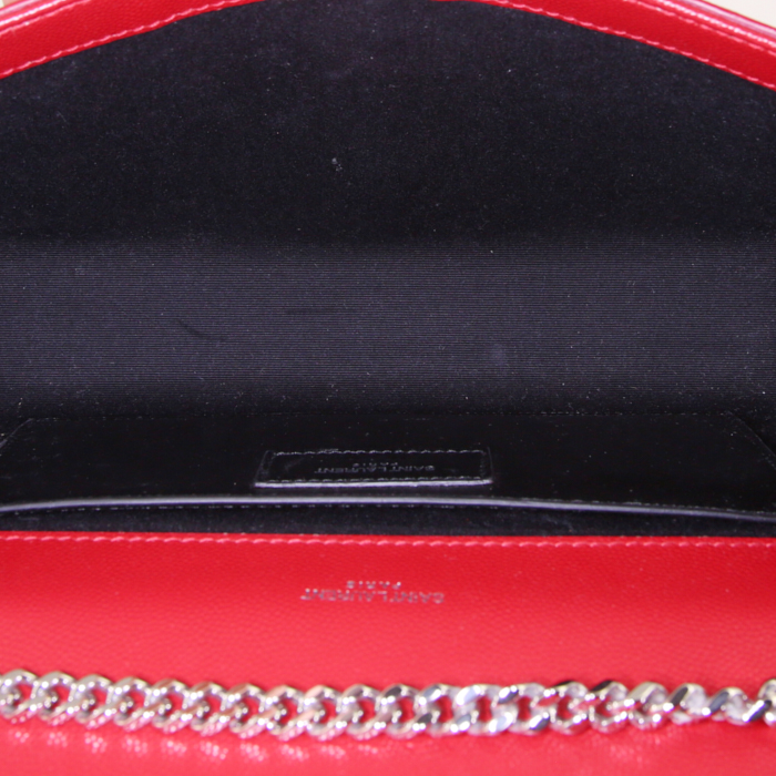 Bolso bandolera Saint Laurent Kate en cuero granulado rojo - Detail D2