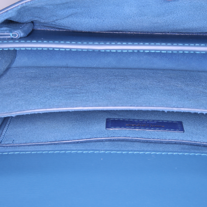 Bolso bandolera Saint Laurent Sunset en cuero azul - Detail D3