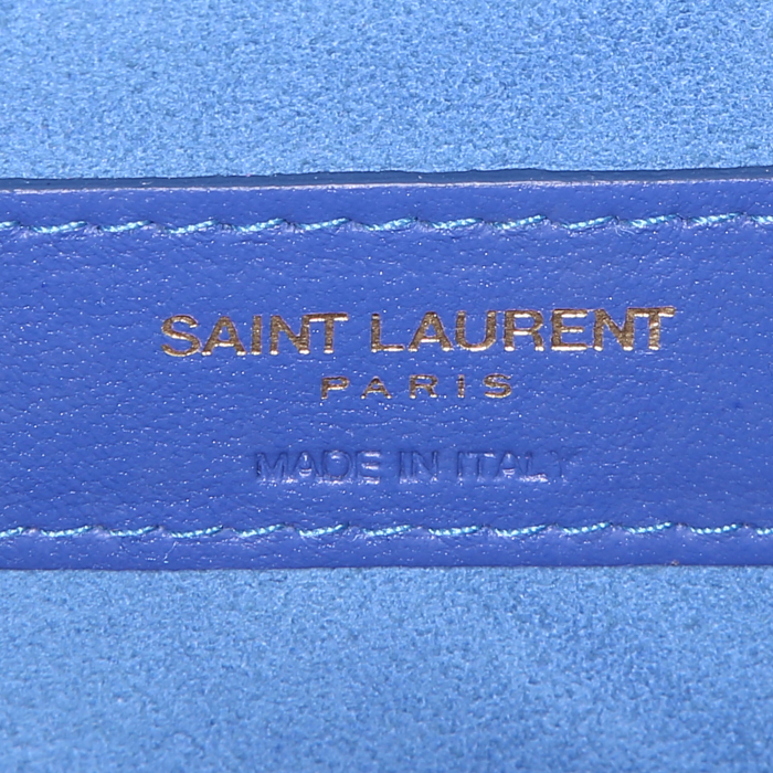 Saint Laurent Sunset shoulder bag in blue leather - Detail D4