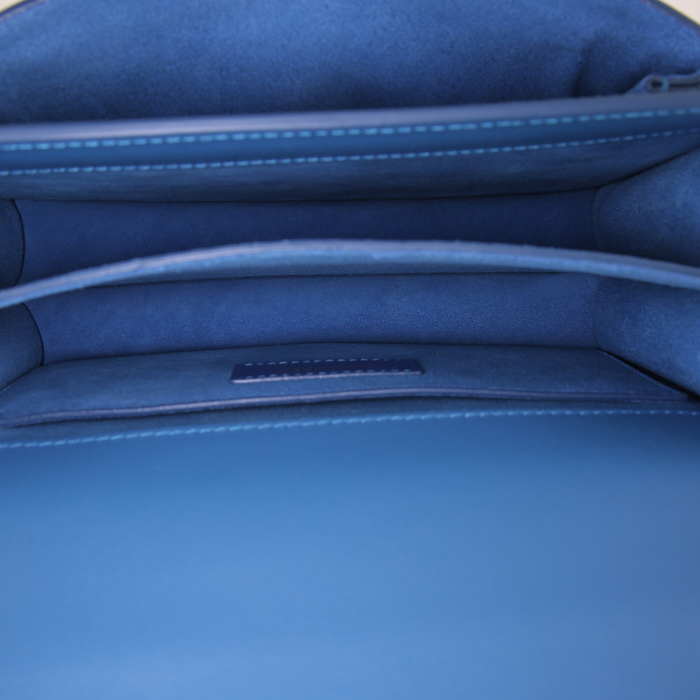 Saint Laurent Sunset shoulder bag in blue leather - Detail D3