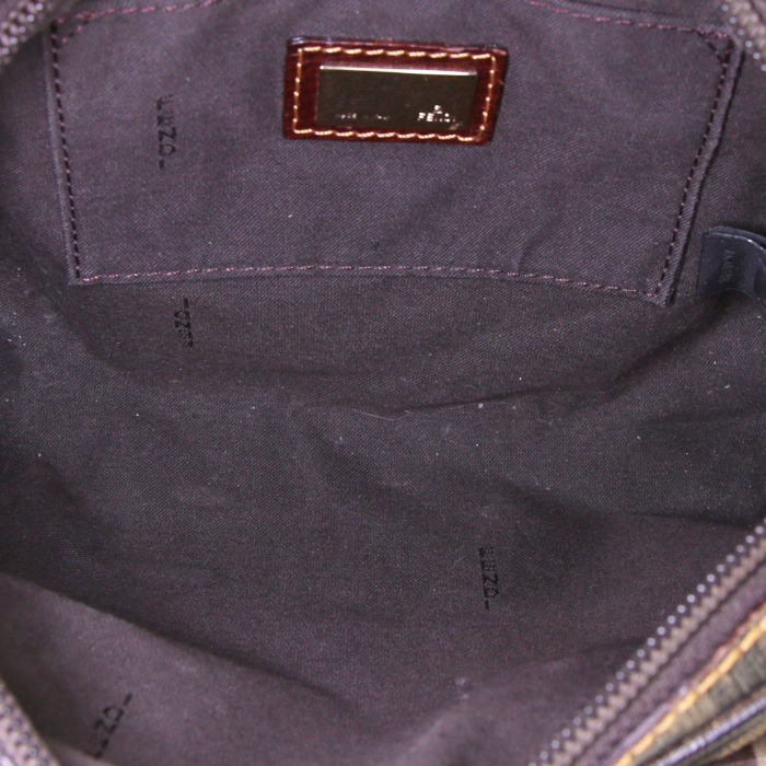 Fendi handbag in brown monogram canvas and brown leather - Detail D3