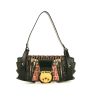 Fendi handbag in red, green and brown tricolor monogram canvas and green leather - 360 thumbnail