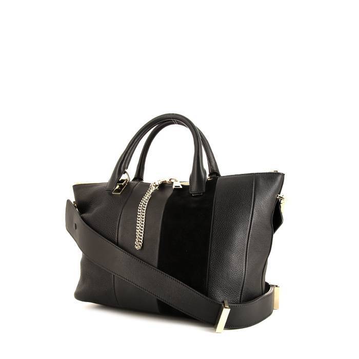 Chloé Baylee shopping bag in black leather and black suede - 00pp