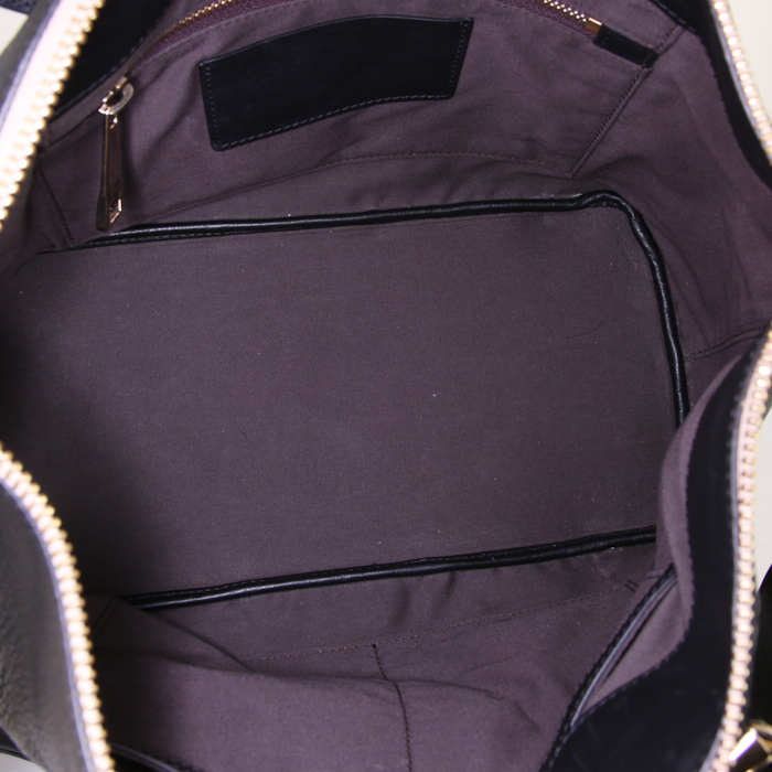 Chloé Baylee shopping bag in black leather and black suede - Detail D3