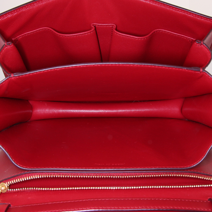 Céline Classic Box shoulder bag in red box leather - Detail D2