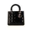 Bolso de mano Dior Lady Dior modelo mediano en charol negro - 360 thumbnail