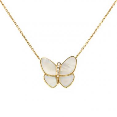 Collana Van Cleef & Arpels Papillon in oro giallo,  madreperla bianca e diamanti