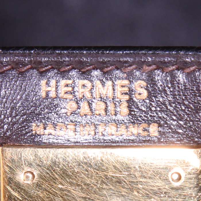 Hermes Kelly 28 cm handbag in brown box leather - Detail D4