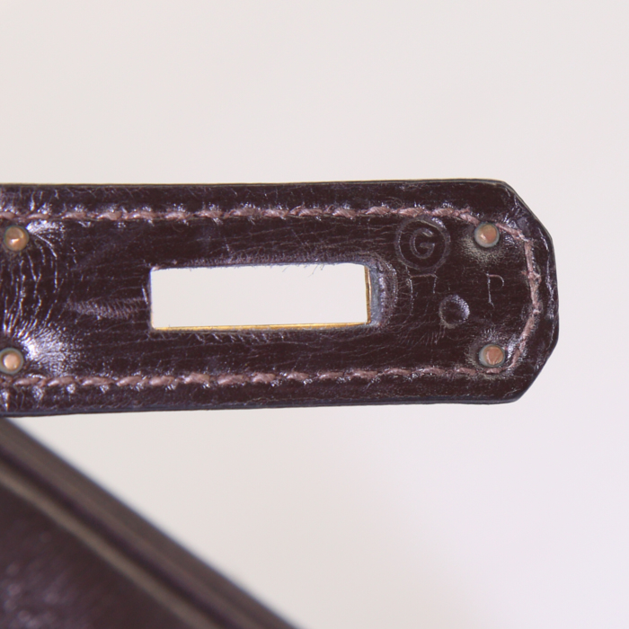 Borsa Hermes Kelly 28 cm in pelle box marrone - Detail D5