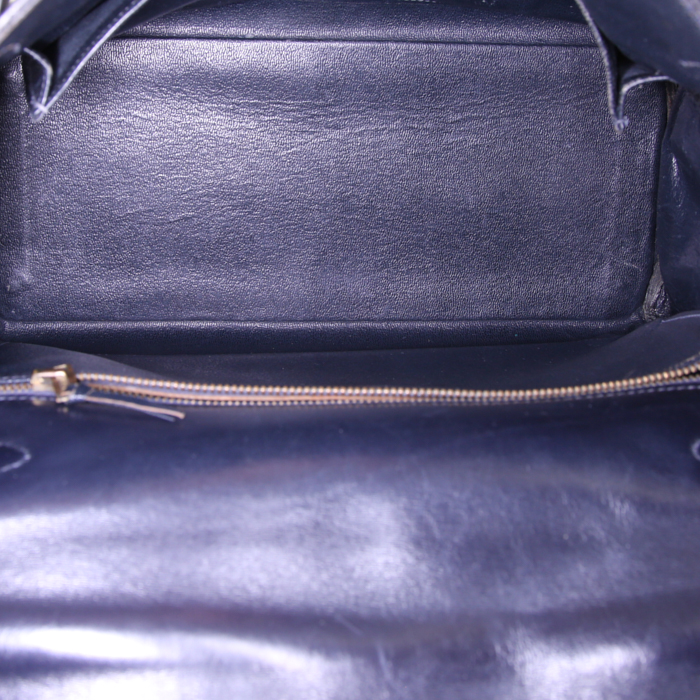 Borsa Hermes Kelly 28 cm in pelle box blu marino - Detail D3