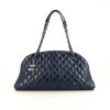 Chanel Mademoiselle bag worn on the shoulder or carried in the hand in blue quilted leather - 360 thumbnail
