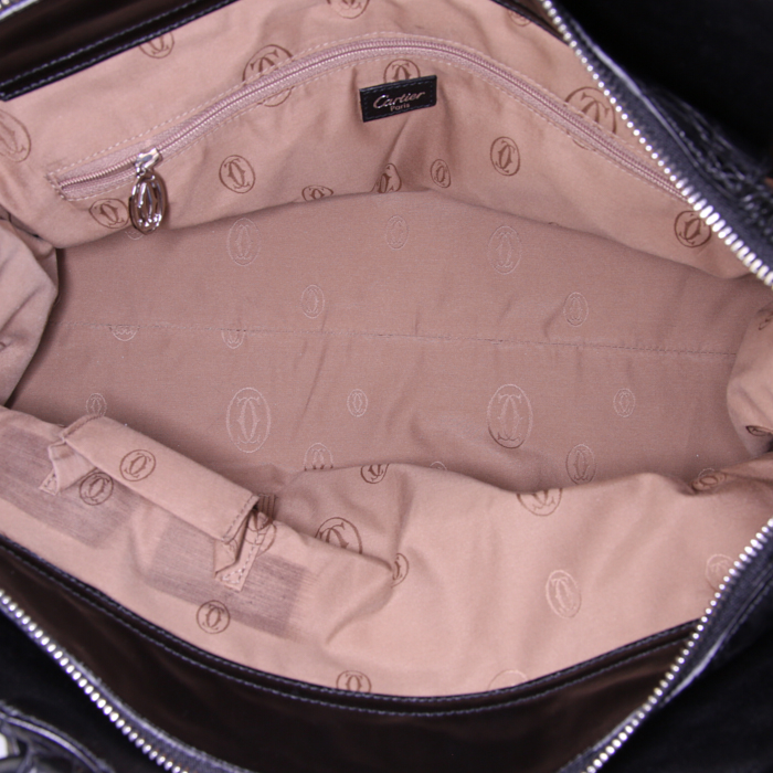 Bolso de mano Cartier Marcello en cuero negro y cocodrilo negro - Detail D2