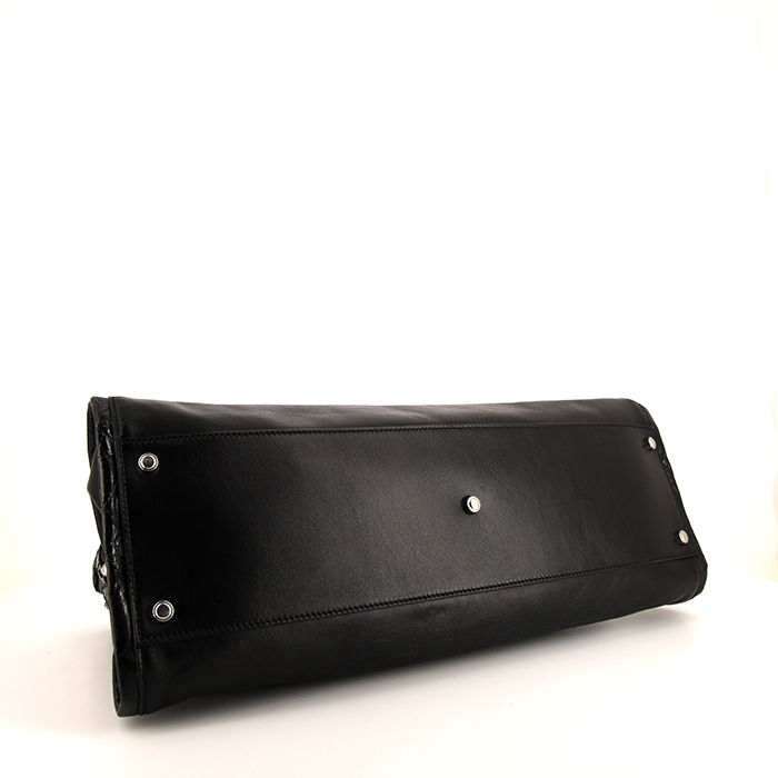 Cartier Marcello handbag in black leather and black crocodile - Detail D4