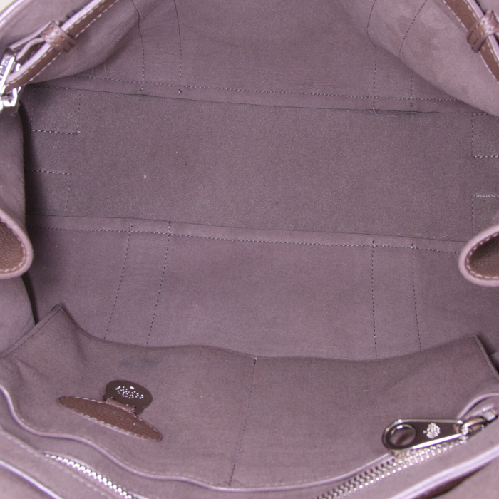 Sac à main Mulberry Bayswater en cuir grainé taupe - Detail D2