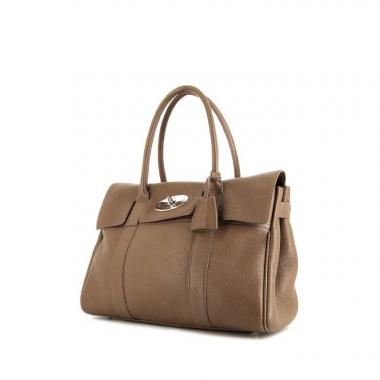 Bolso de mano Mulberry Bayswater en cuero granulado color topo