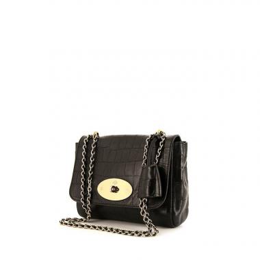 Borsa a tracolla Mulberry Lily in pelle nera simil coccodrillo