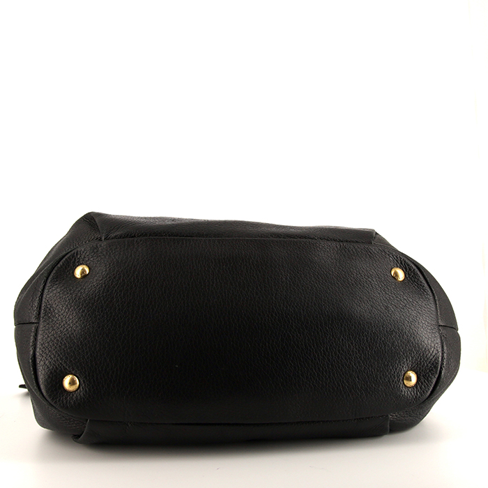 Prada handbag in black grained leather - Detail D4
