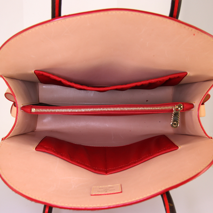 Bolso de mano Louis Vuitton Editions Limitées x Louboutin en lona Monogram marrón y cuero natural - Detail D2