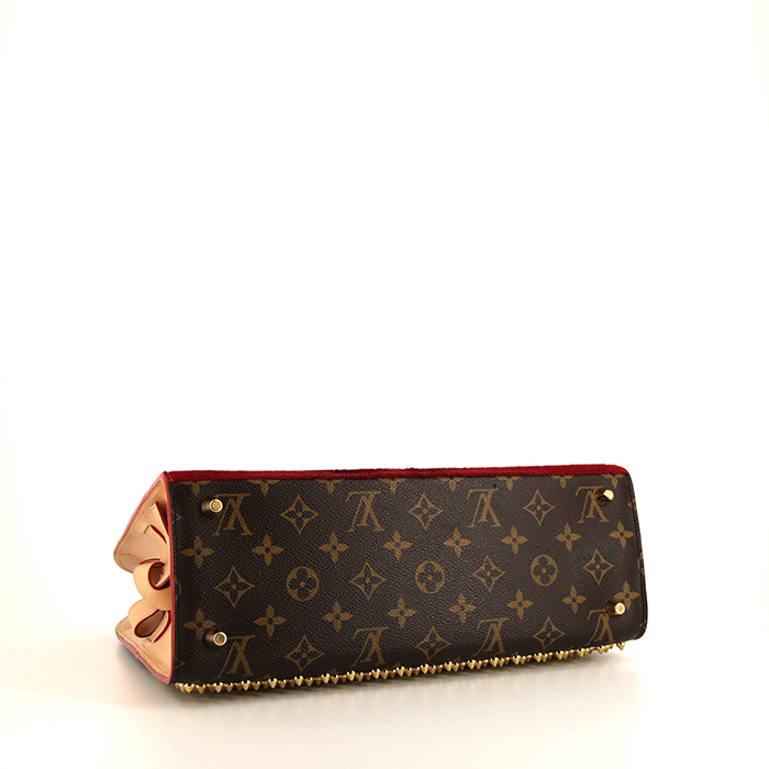Sac à main Louis Vuitton Editions Limitées x Louboutin en toile monogram marron et cuir naturel - Detail D4