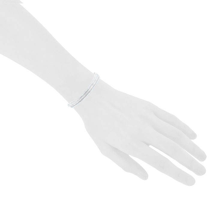 Bracciale a cerchio apribile Tiffany & Co Atlas in oro bianco e diamanti - Detail D1