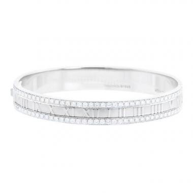 Bracelet jonc ouvrant Tiffany & Co Atlas en or blanc et diamants