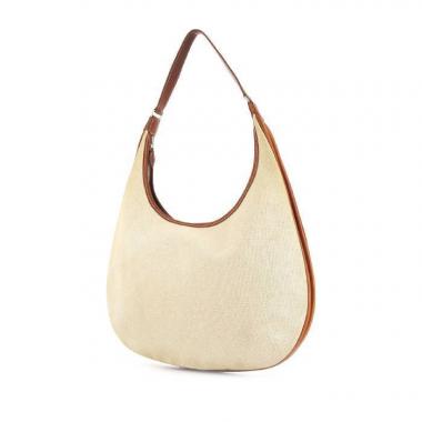 Hermès Goa handbag in beige canvas and gold Barenia leather