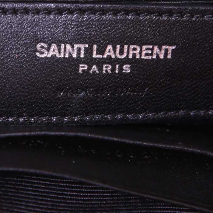 Borsa a tracolla Saint Laurent College in pelle trapuntata a zigzag nera con motivo a spina di pesce - Detail D3