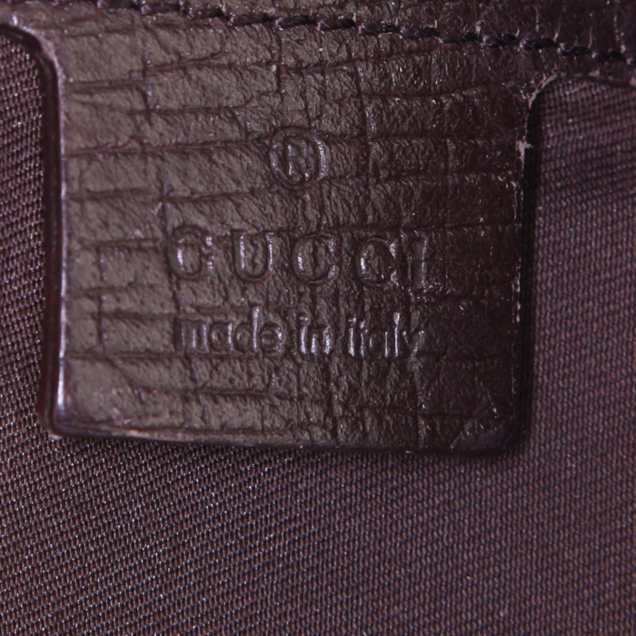 Sac à main Gucci Mors en toile siglée et cuir marron - Detail D3