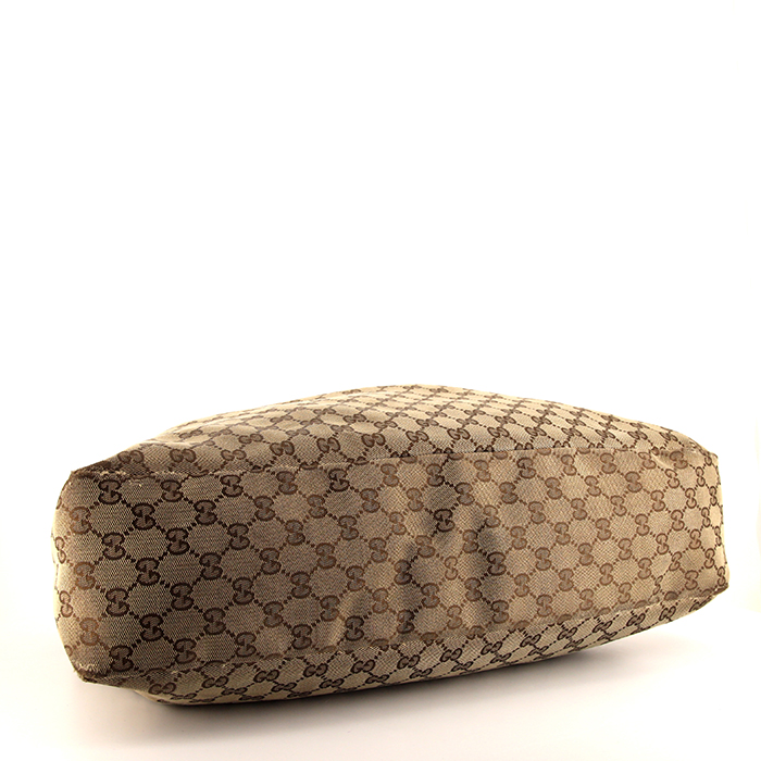 Sac à main Gucci Mors en toile siglée et cuir marron - Detail D4