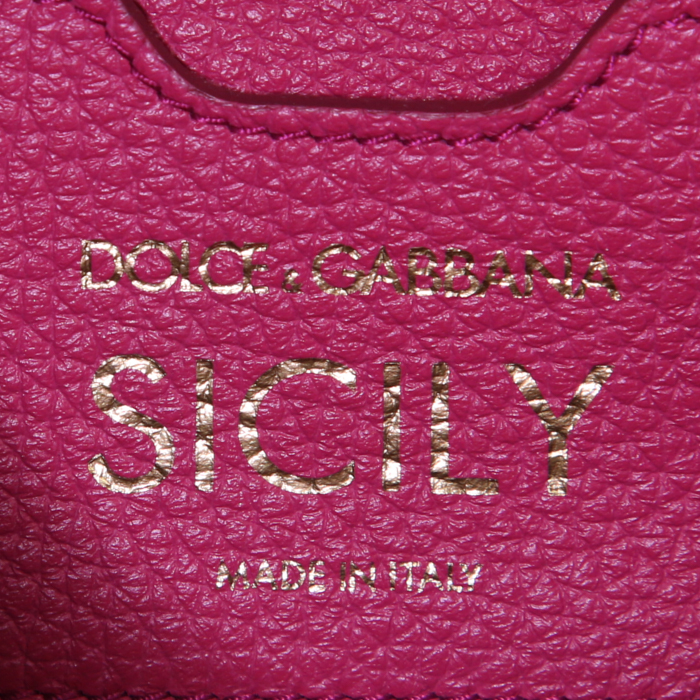 Dolce & Gabbana Sicily small model clutch-belt in fushia pink grained leather - Detail D4