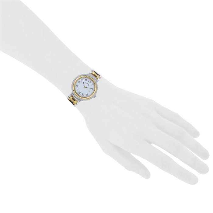 Hermes Clipper watch in stainless steel and gold plated Ref:  KT1.230 Circa  1990 - Detail D1