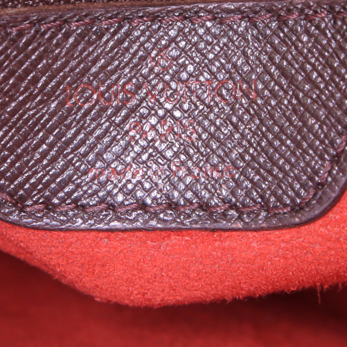 Bolso de mano Louis Vuitton Triana en lona a cuadros ébano y cuero marrón - Detail D3