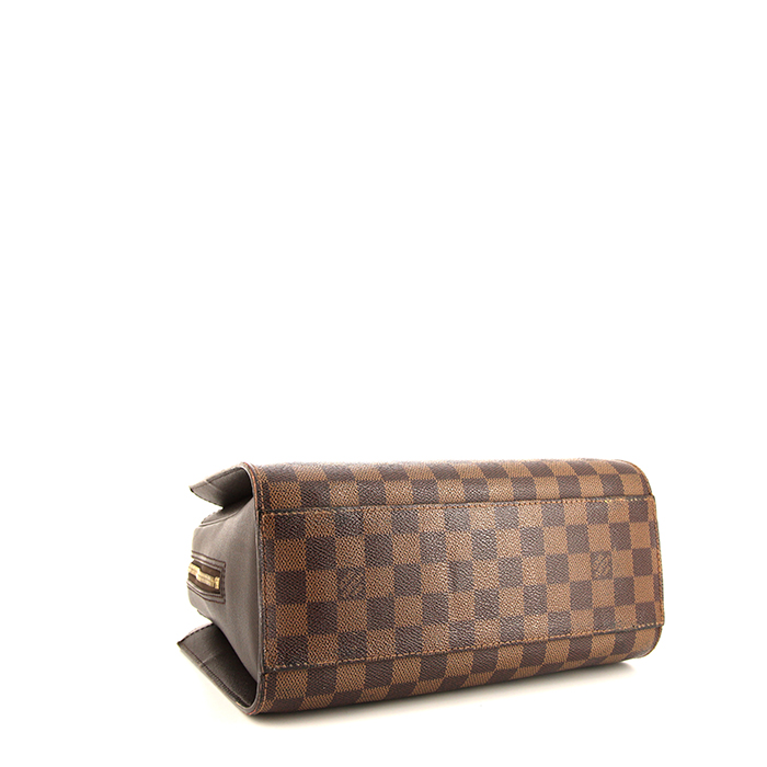 Louis Vuitton Triana handbag in ebene damier canvas and brown leather - Detail D4