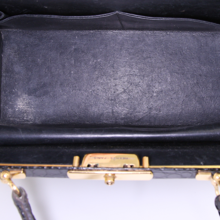 Borsa Hermès Hermes 404 in coccodrillo nero - Detail D2